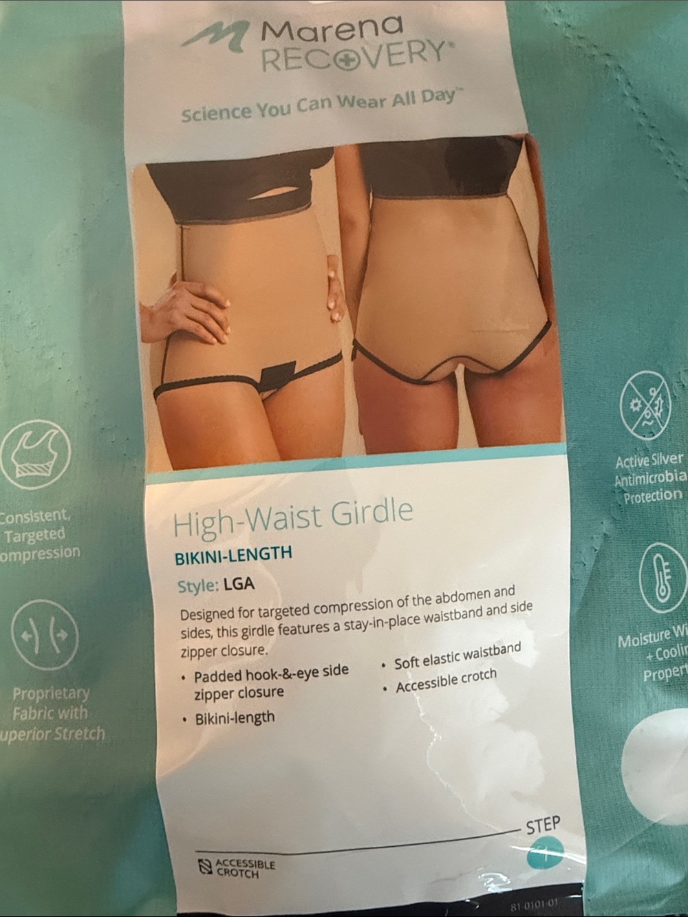 Marena Recovery High-Waist Bikini-Length Girdle — Turquoise